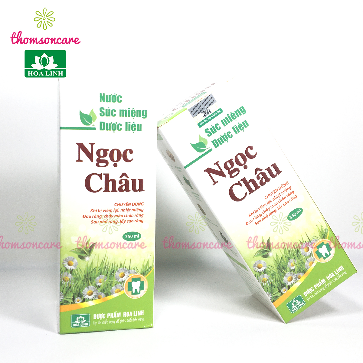 Nước súc miệng dược liệu Ngọc Châu - Giảm nhiệt, hôi miệngg, làm trắng, chống sâu răng - Từ trà xanh, bạc hà, tinh dầu tràm - Chai 350ml