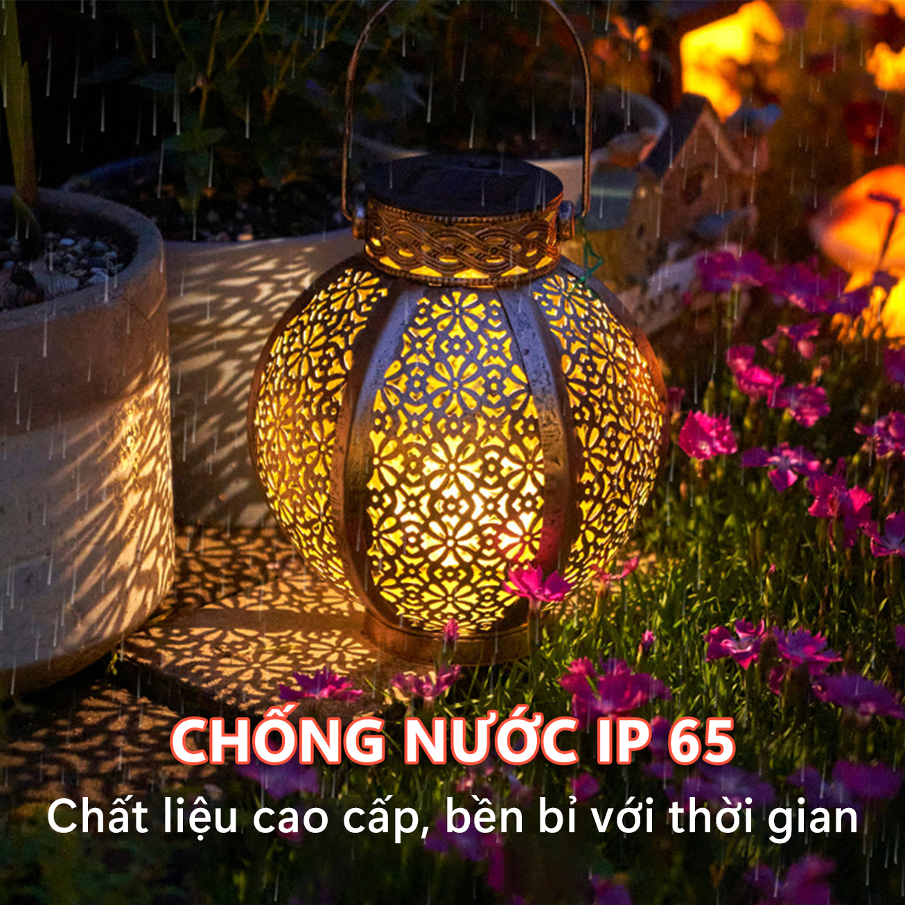 Đèn năng lượng mặt trời trang trí sân vườn, hình bí ngô, chất liệu cao cấp- K2050