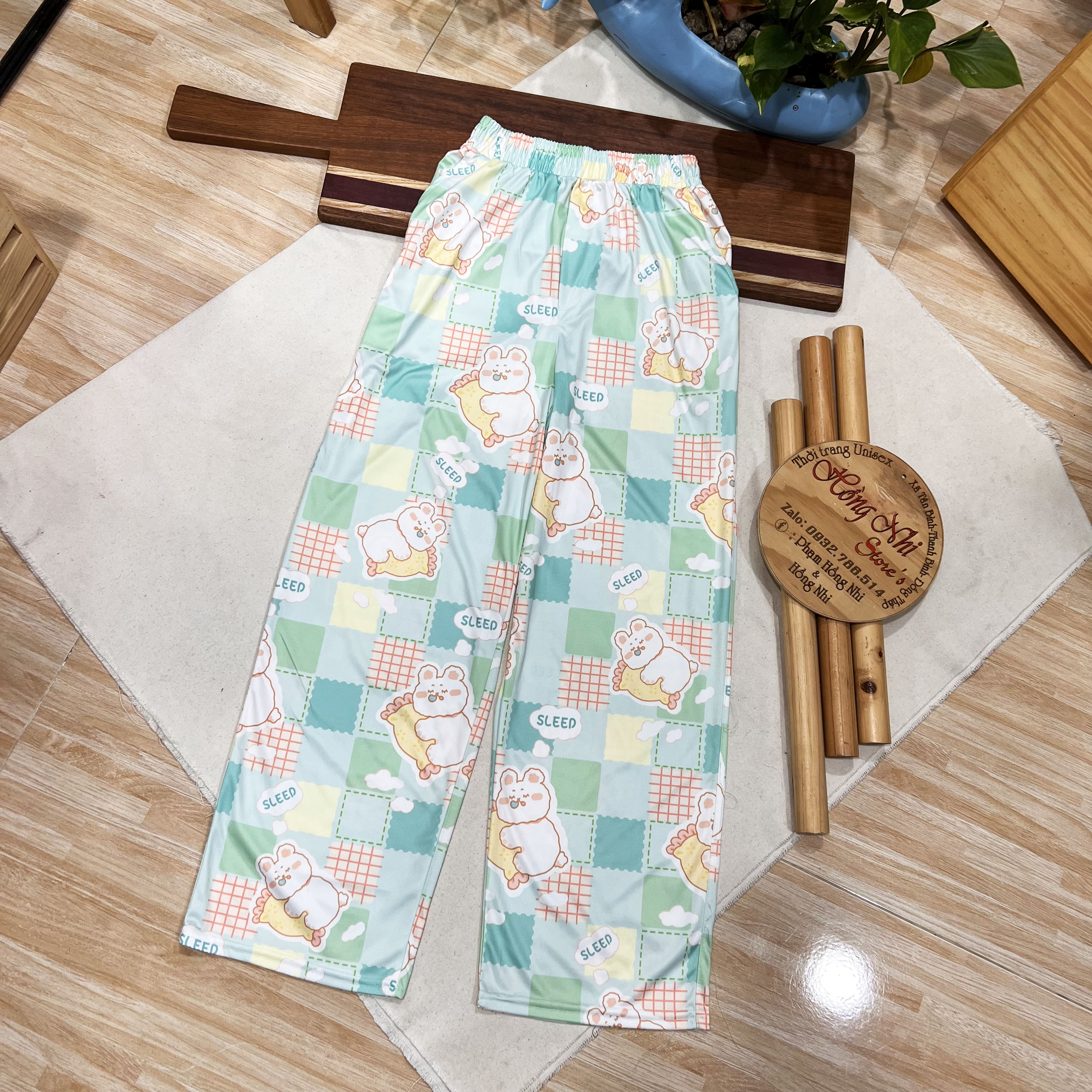 Quần Hoạt Hình Dài Gấu Trắng Ngủ Ống Rộng Cartoon Pant V2 Oversize Ulzzang Unisex - MM