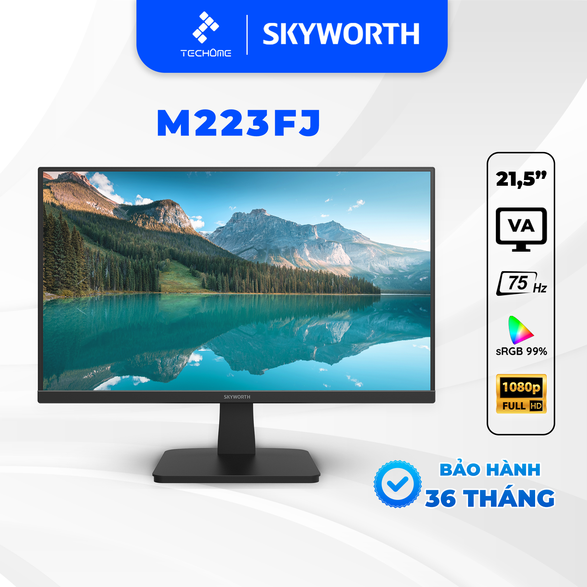 Màn hình máy tính SKYWORTH 21.5" VA Full HD 75Hz VESA sRGB 99% M223FJ - Hàng chính hãng