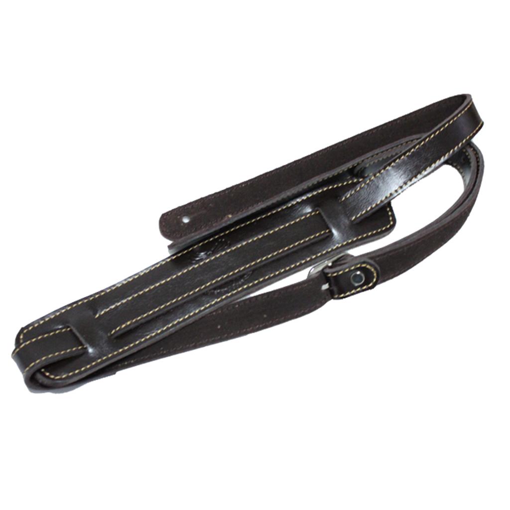 Guitar Belt Shoulder Pad Leather Ends Strap for Electric Acoustic Guitar