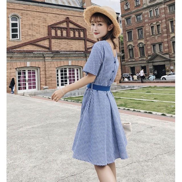 Đầm Suông Xanh Caro Kèm Nịt