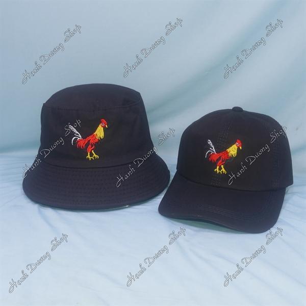 Set Nón Cặp Bucket & Cap Gà Trống (BCG01); (NCGR01) - Đen