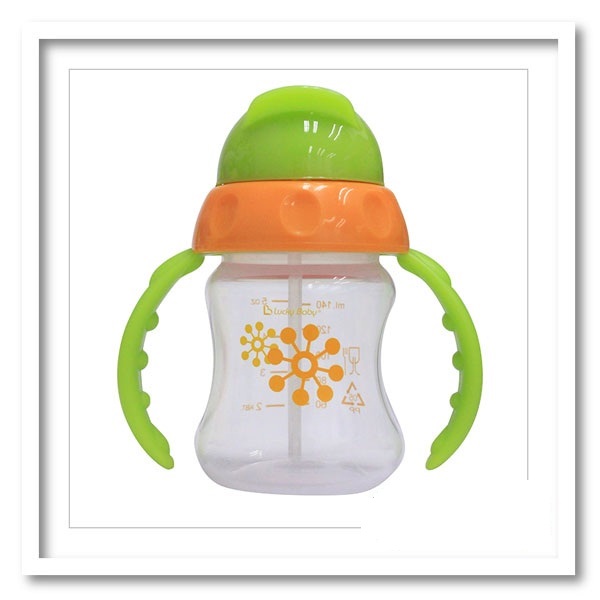 Bình nước ống hút 140ml Lucky Baby - Sapee Twin Handle Straw Cup-5Oz/140Ml Comes With 2 Replacement Straw