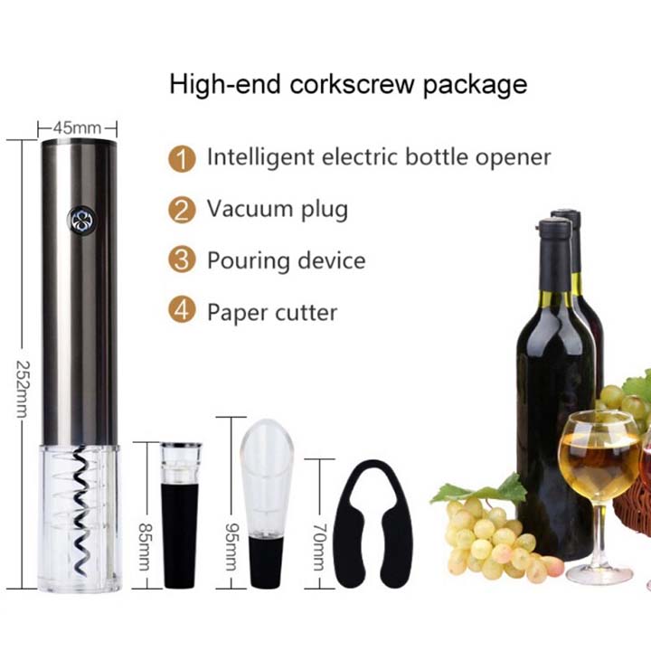 Bộ 4 Món Khui R.ượu Vang Chuyên Nghiệp Sử Dụng Pin Sạc