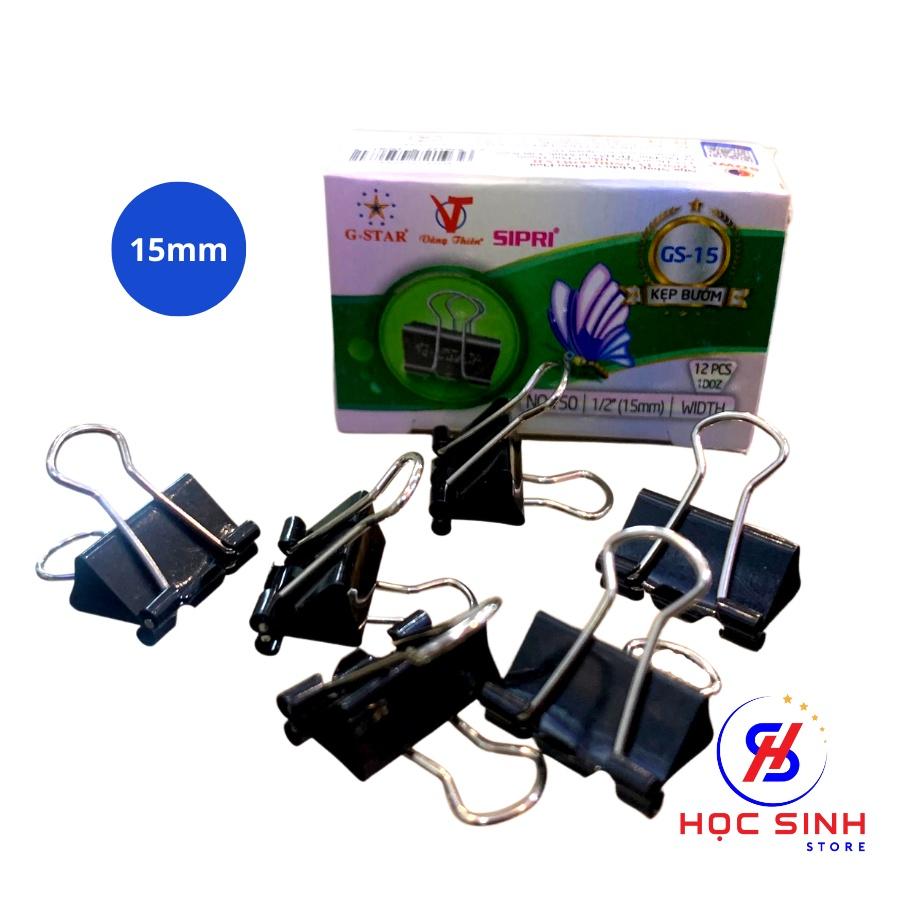 Hộp 12 Cái Kẹp Bướm 15mm Màu Đen Gstar Size nhỏ Chất lượng cao