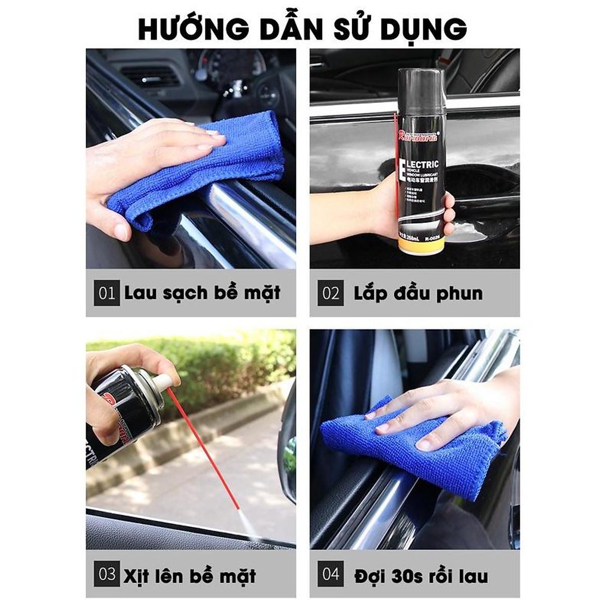 Chai xịt bôi trơn gioăng cửa kính ô tô xe hơi dung dịch bảo dưỡng làm mới cao su chống kẹt, phá rỉ sét