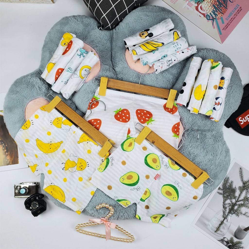 quần đùi cotton sợi tre họa tiết cho bé trai bé gái 7-18kg