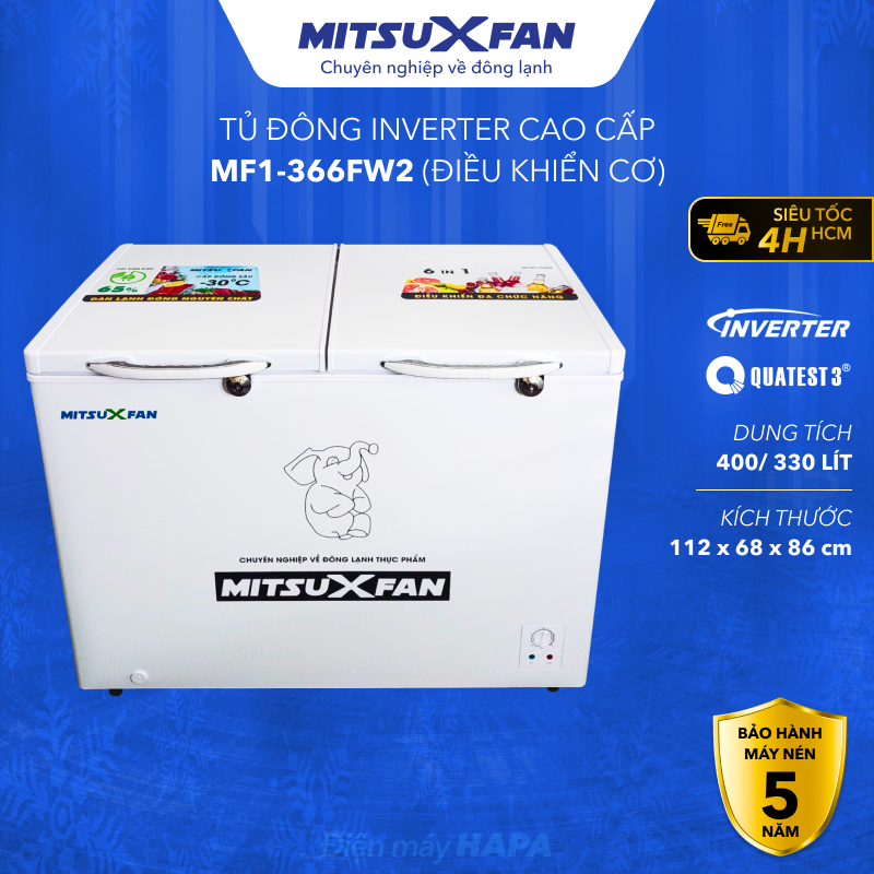 Tủ Đông Cao Cấp MITSUXFAN MF1-4566WWEI Inverter 450 Lít, 01 Ngăn, Tủ Cấp Đông Tiêu Chuẩn Châu Âu - Hàng Chính Hãng