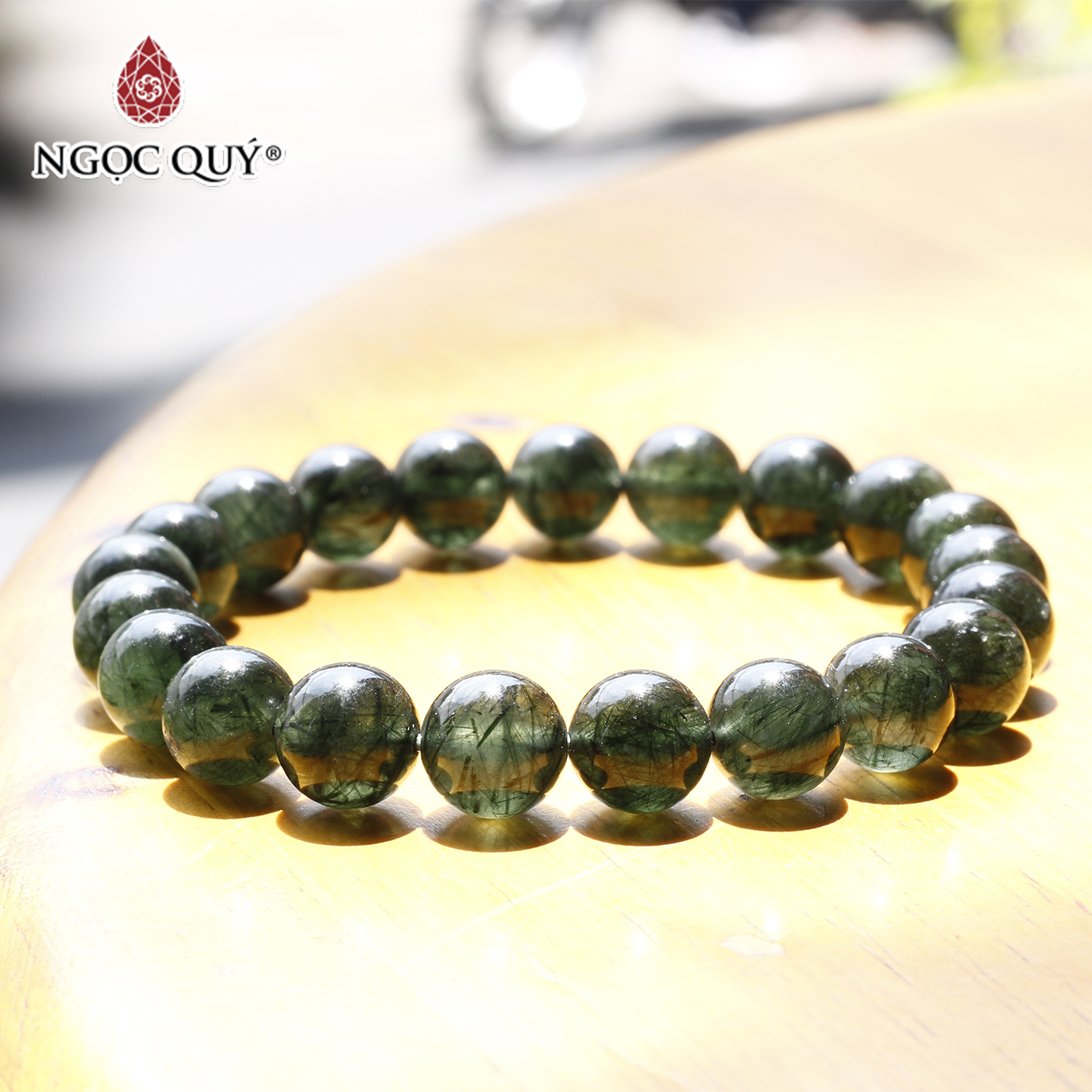 Vòng tay đá thạch anh tóc xanh mệnh hỏa, mộc - Ngọc Quý Gemstones