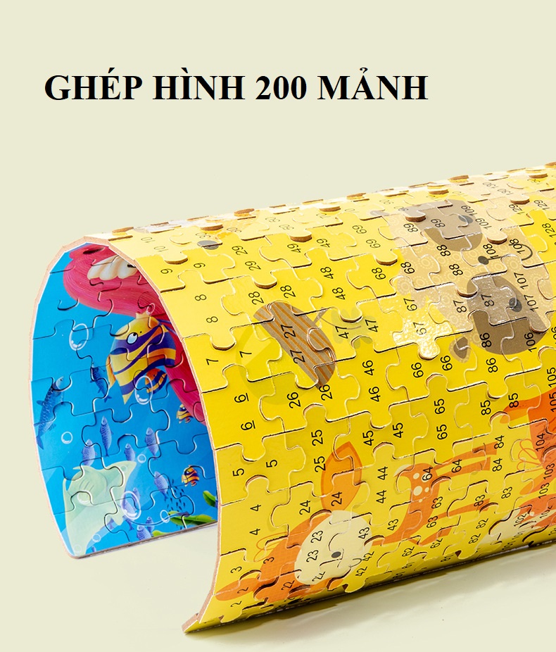 Đồ chơi tranh xếp hình 200 miếng hộp sắt puzzle nhiều chủ đề - Đồ chơi thông minh trẻ em