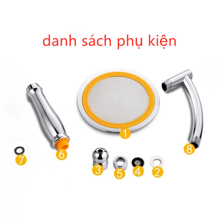 Bộ đầu vòi hoa sen tăng áp 6 inch ( gồm có vòi sen, giá đỡ vòi sen, dây sen cấp nước ) kèm quà tặng