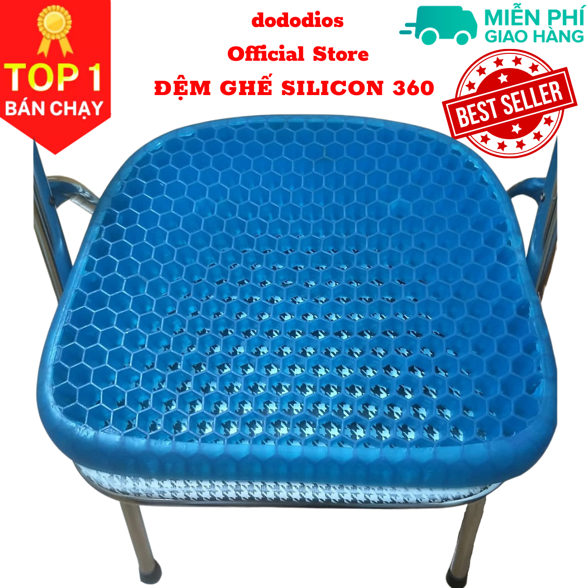 Đệm ngồi 3D Silicon 2 lớp cao cấp thoáng khí chống đau mỏi, Đệm Ngồi Thông Minh Lưu Thông Máu Thoáng Khí, đệm lót ghế ngồi silicon 3d - Hàng Chính hãng dododios