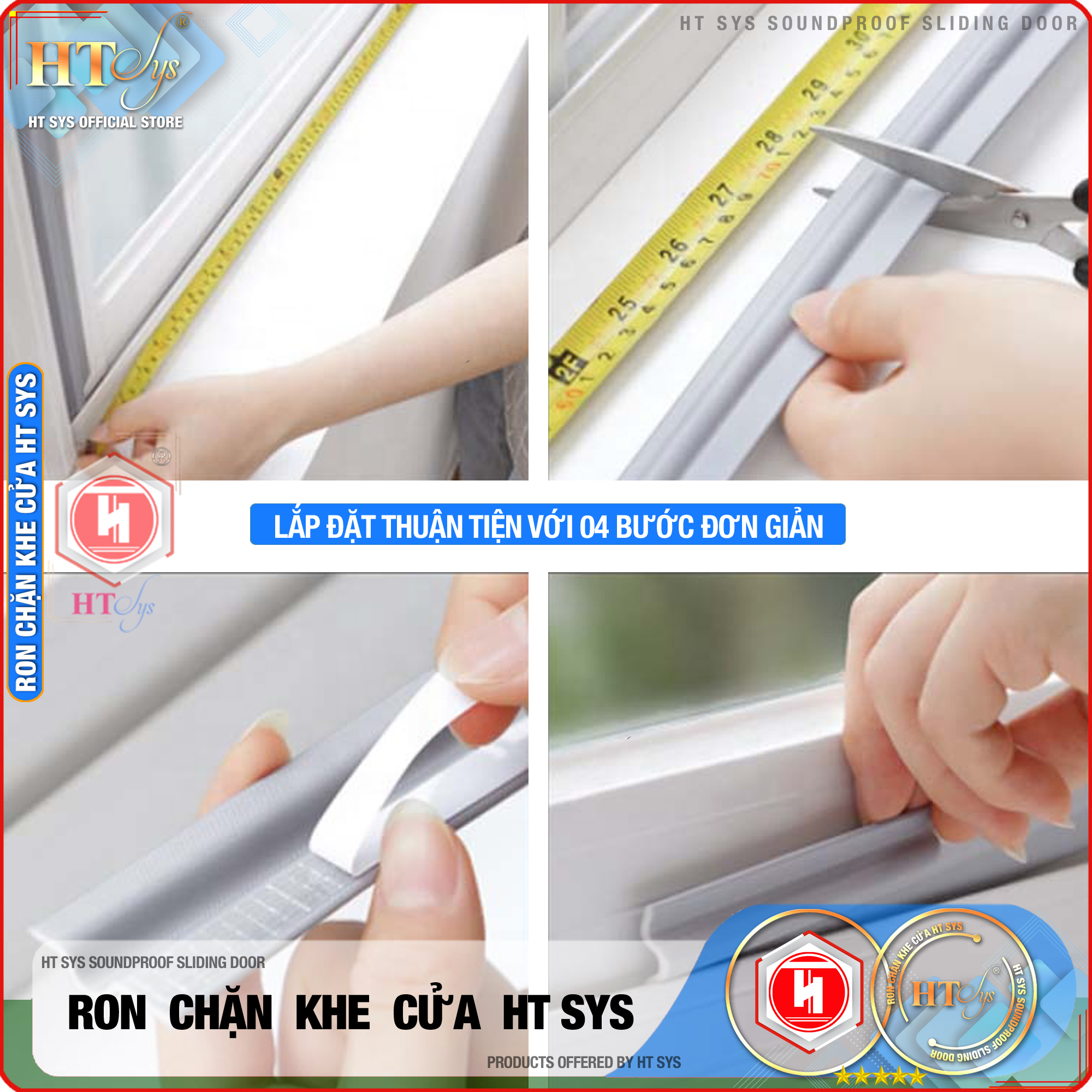 Ron chặn khe cửa HT SYS - Ngăn gió cách âm - Chống bụi, ngăn côn trùng, chống thoát khí điều hòa - Ron chặn khe cửa đa năng chất liệu PU cải tiến - Hàng Chính Hãng