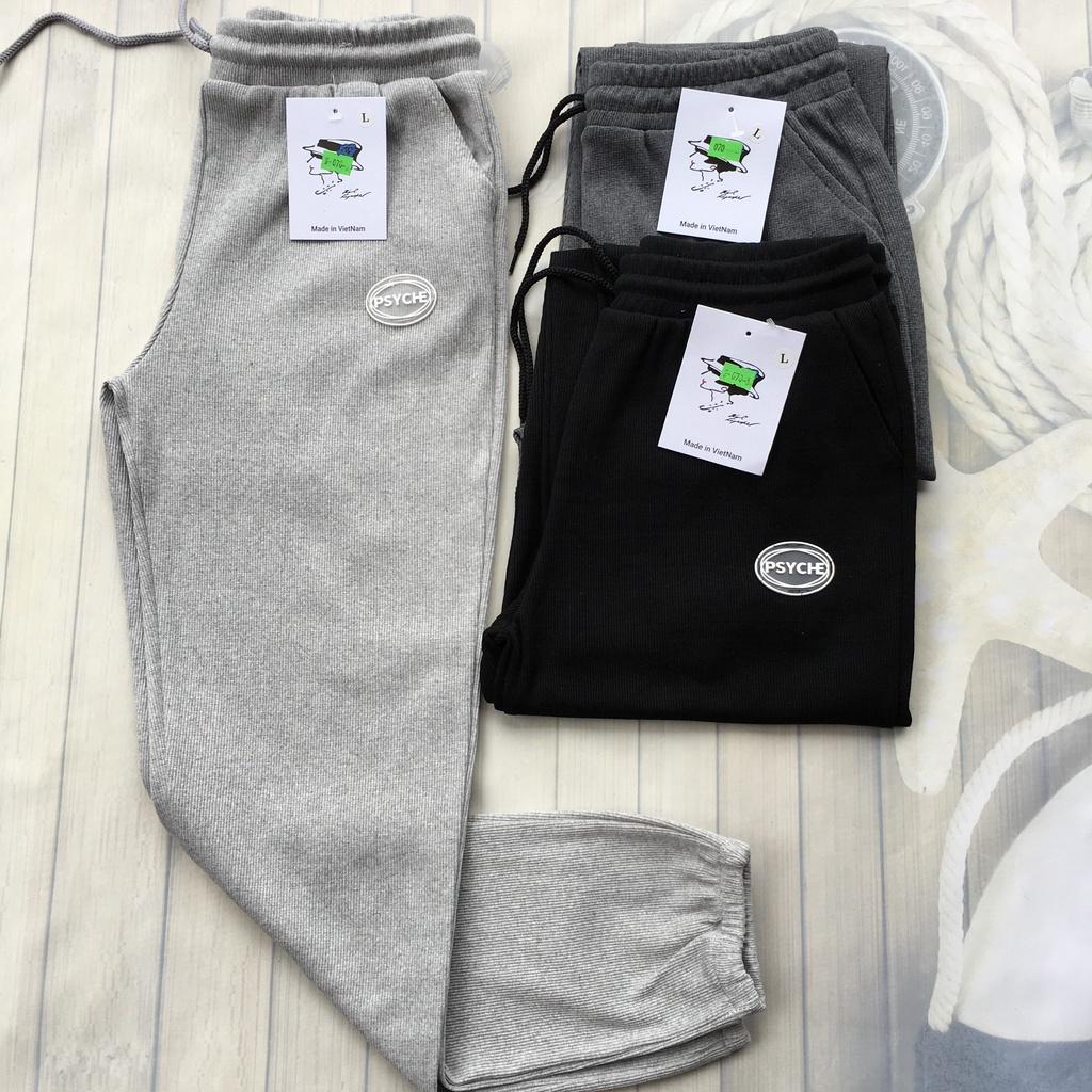 Quần jogger nữ Ulzzang Len Tăm-Quần len tăm LOGO thiết kế bo gấu BIG SIZE trẻ trung co giãn 4 chiều mã xmtk070