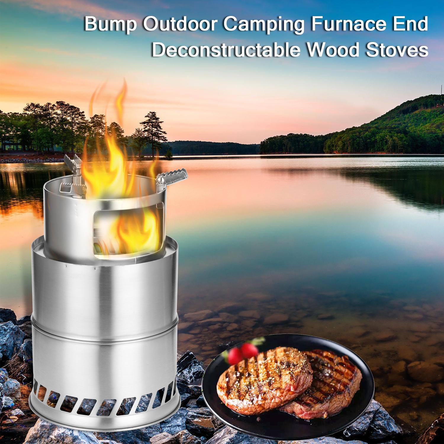 Outdoor Camping Furnace End Deconstructable Stoves Portable Picnic Barbecue Stoves Windproof Cooking Stainless Steel