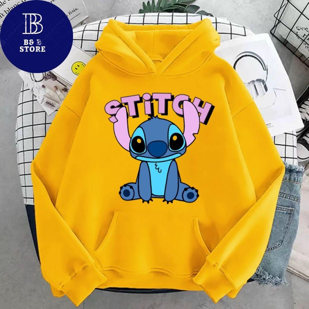 ÁO KHOÁC HOODIE NỈ UNISEX IN STITCH SIÊU CUTE ÁO KHOÁC HOODIE LOCAL BRAND