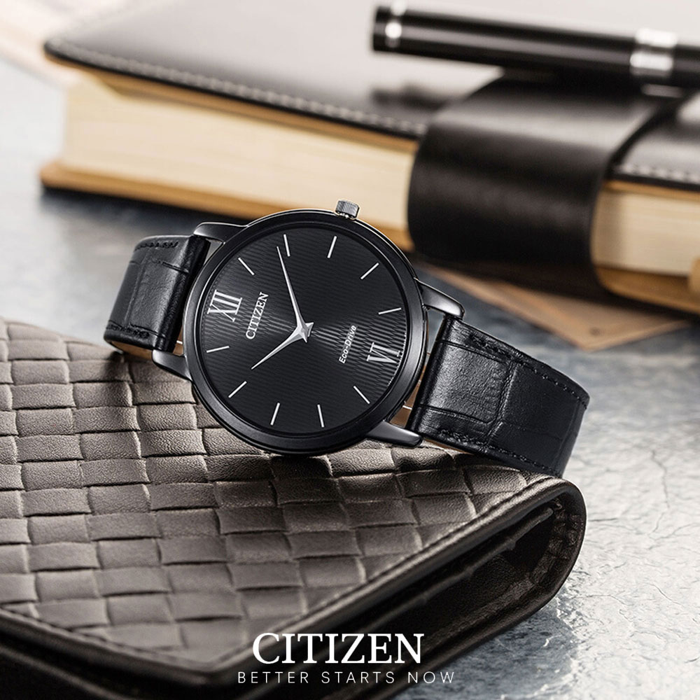 Đồng Hồ Nam Citizen Siêu Mỏng Dây Da AR1135-10E - Mặt Đen (Sapphire)