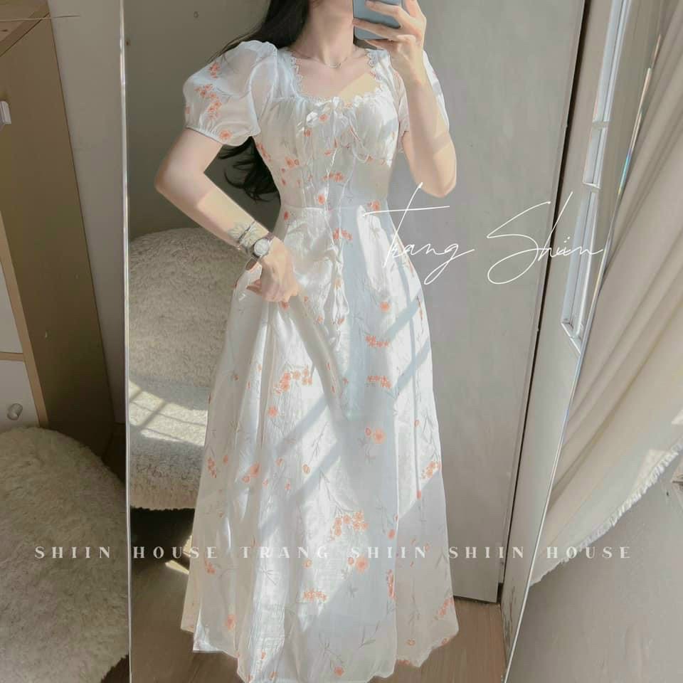 ĐẦM VOAN HOA PHỐI REN 2 MÀU Y HÌNH