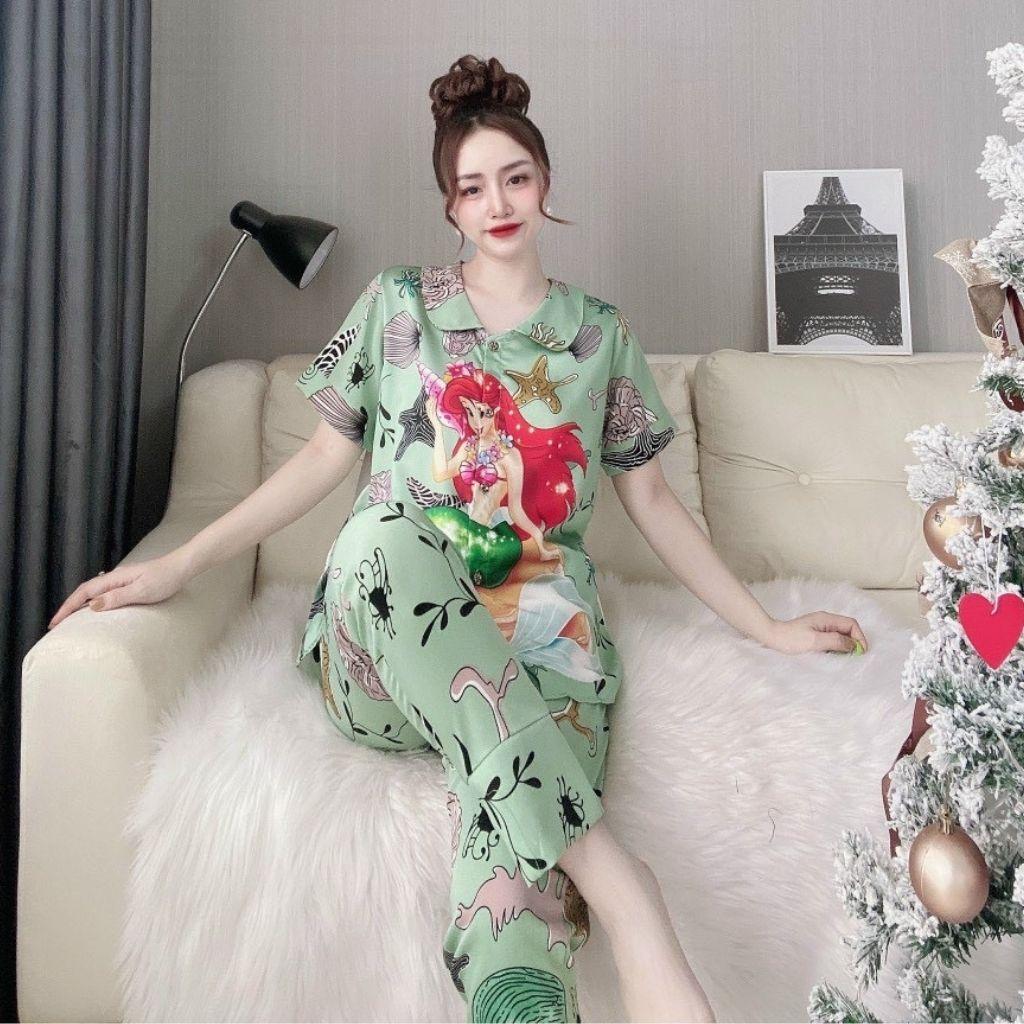 Đồ Ngủ Pijama Đồ Ngủ nữ lụa Latin thiết kế cao cấp mềm mại xinh xắn&lt;60kg