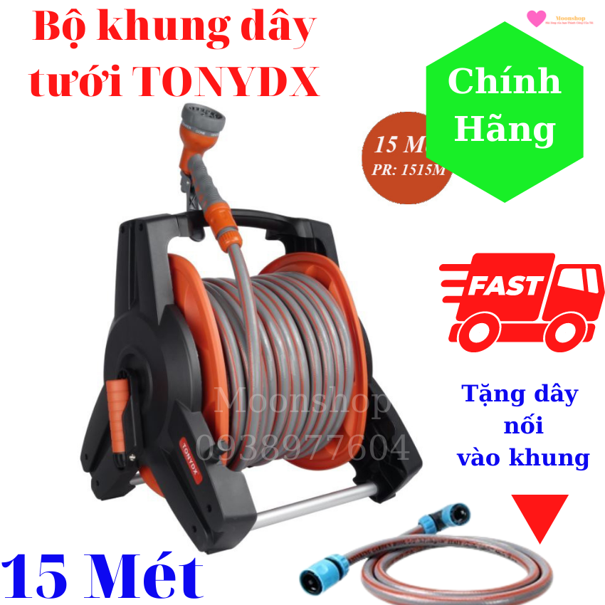 BỘ LÔ CUỘN ỐNG NƯỚC DÀI 15M ỐNG PHI 14, ĐỦ PHỤ KIỆN, TẶNG DÂY ĐẦU VÀO KHUNG