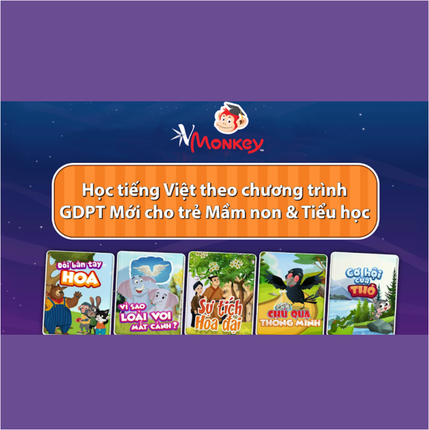 Mua Evoucher - Vmonkey (Trọn Đời, 1 Năm) Phần Mềm Học Tiếng Việt Theo Chương Trình Gdpt Mới Cho Trẻ Mầm Non & Tiểu Học - 6 Tháng Tại Happy Voucher