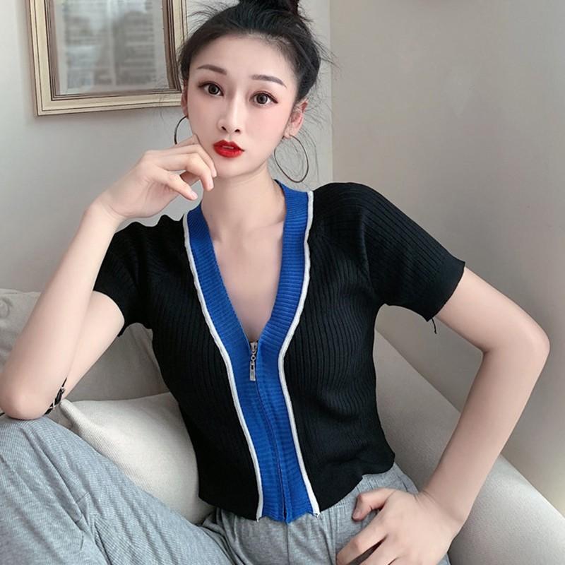 Áo Khoác Cardigan Ngắn Tay Cổ Chữ V Xinh Xắn Dành Cho Nữ