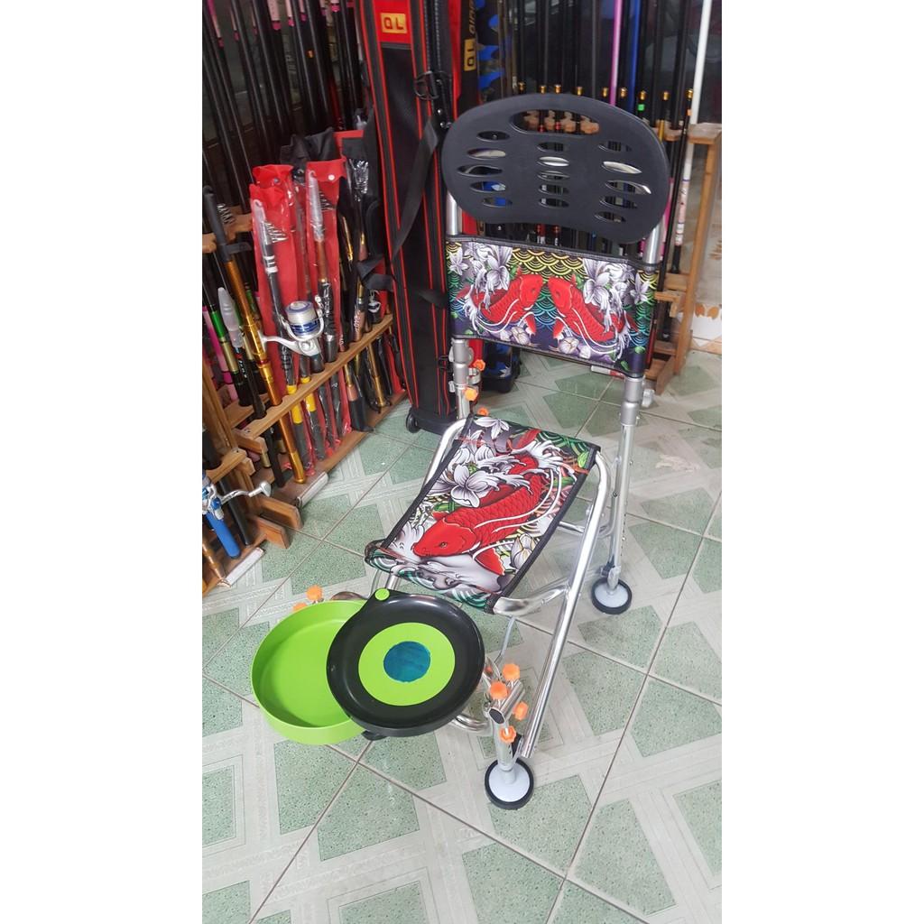 Ghế câu đài địa hình cá chép 2 mặt, full phụ kiện