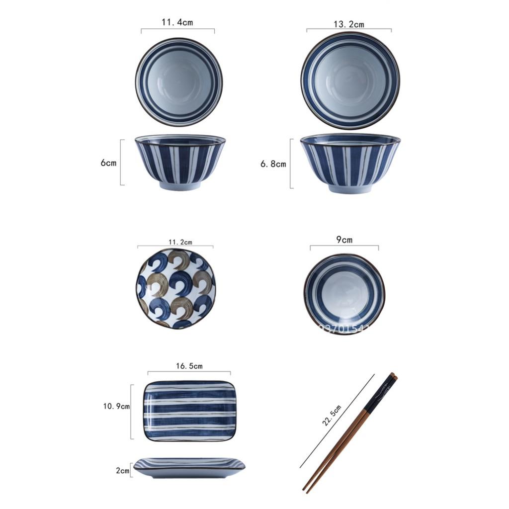 Set 6Pcs Chén Dĩa Ăn Shino-Cobalt Japan - Home and Garden