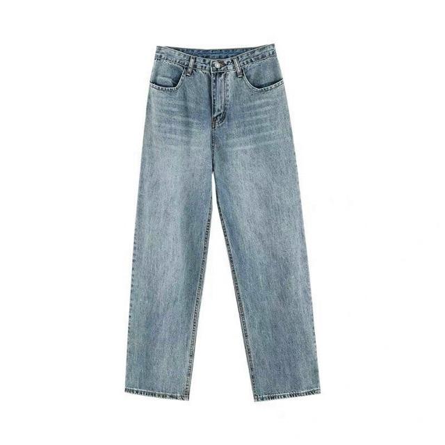 Quần jean unisex trơn ống rộng MS813