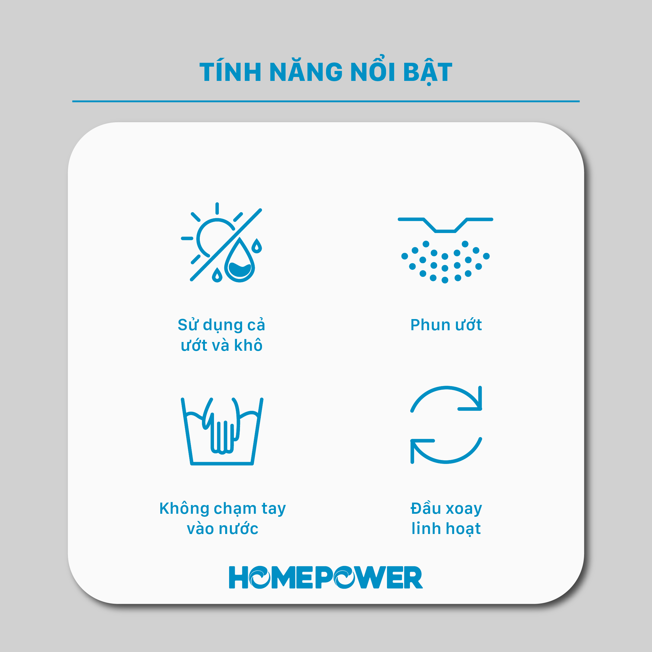 Cây lau nhà Phun nước + Tự vắt 2 trong 1 HOMEPOWER CS-02, Chất liệu nhôm cao cấp, thiết kế sang trọng hiện đại