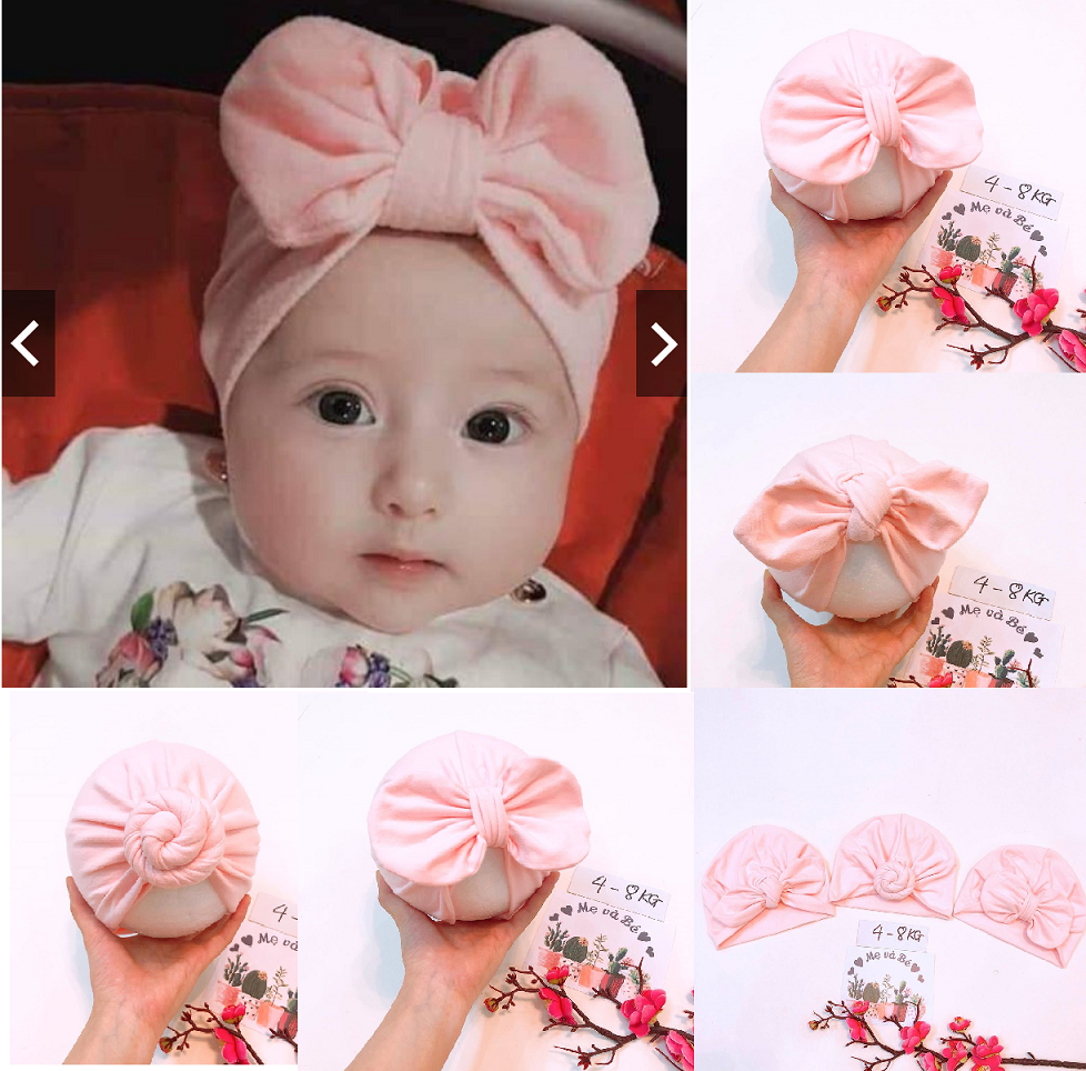 Mũ turban hồng baby MTB91 Mimo Baby