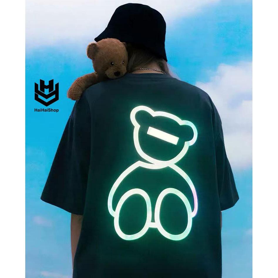 Áo Thun Phản Quang Gấu LilBear Cotton 75% Form Rộng Unisex Nam Nữ Rẻ Đẹp KIS OFFICIAL