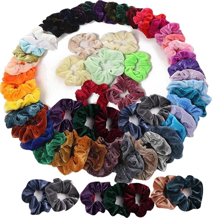 60 Miếng Tóc Scrunchies Thun Nhung Tóc Scrunchy Dây Buộc Tóc Dây