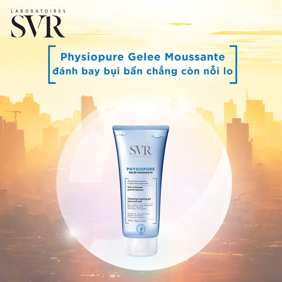 Gel rửa mặt dành cho da nhạy cảm SVR physiopure gelee moussante TẶNG bông tẩy trang Jomi / son dưỡng Rebirth