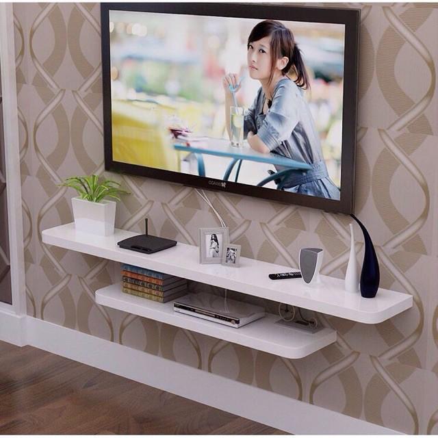 Kệ treo tường Tivi 1 thanh ngang loại Gỗ xanh chống ẩm cao cấp