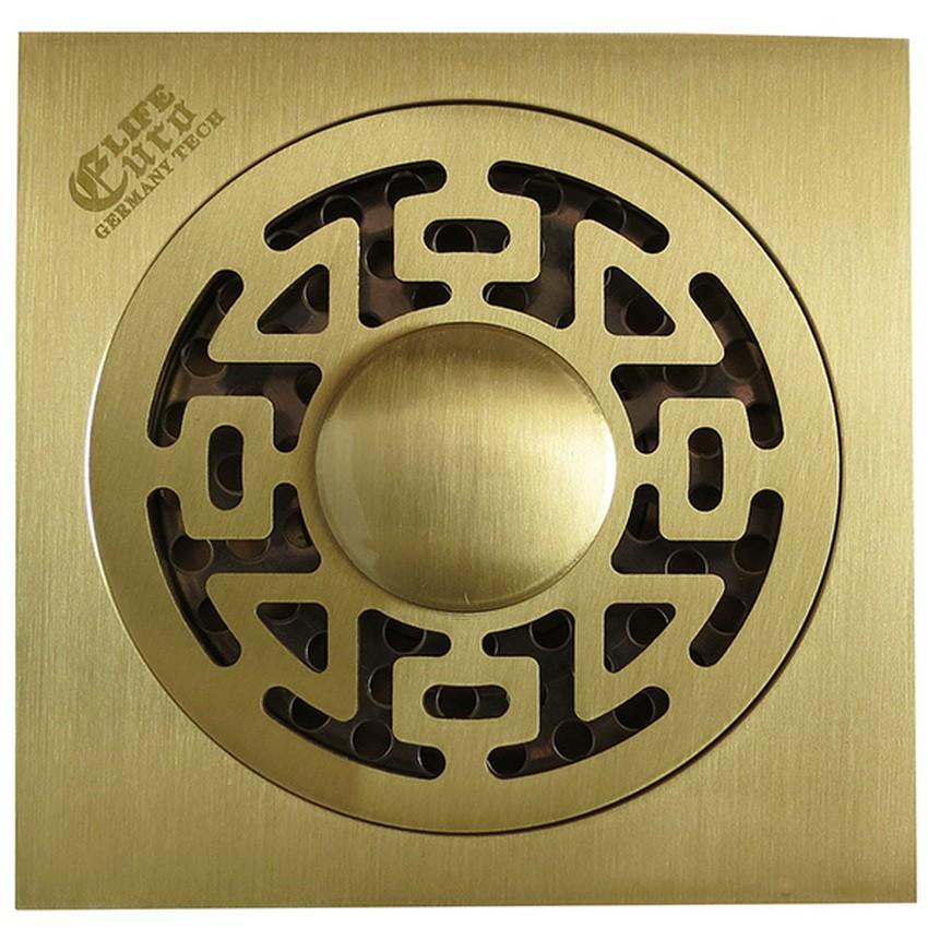 Hố ga thoát sàn Đồng hoa văn 10x10cm Eurolife EL-HG09