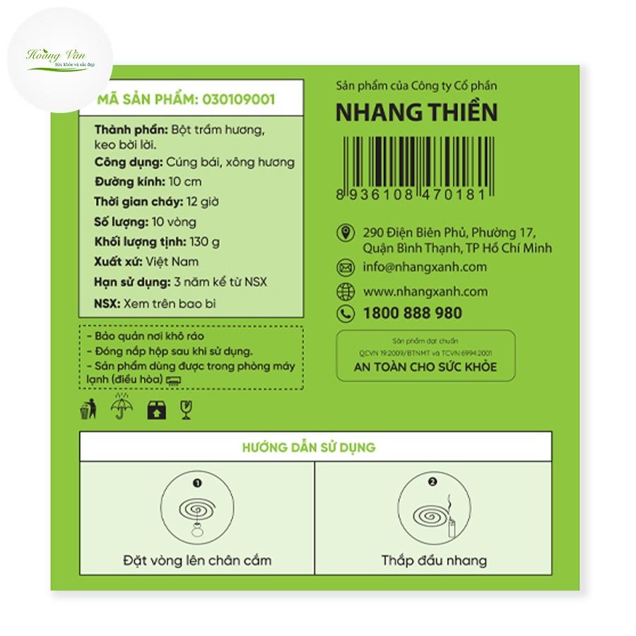 Nhang vòng trầm hương 12H Nhang Xanh - Hộp 10 vòng