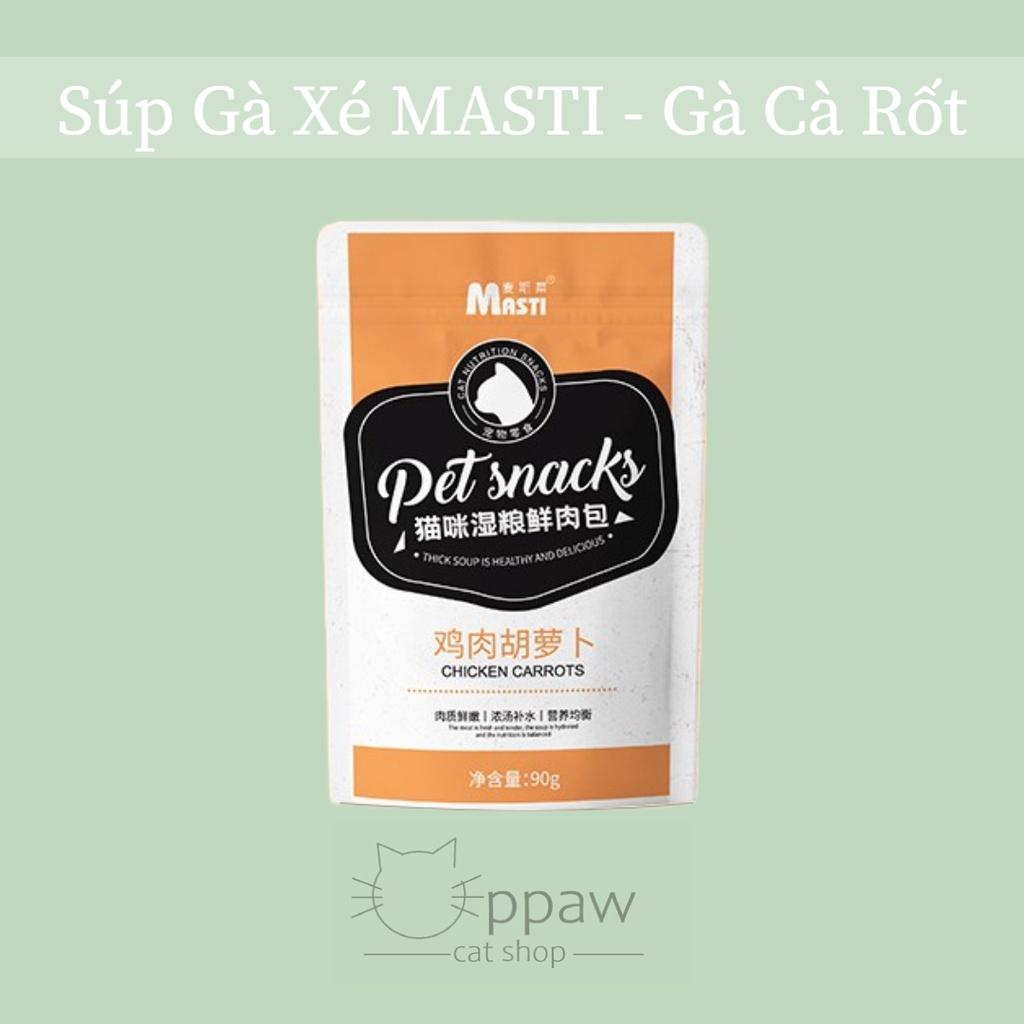 Súp Gà Xé MASTI Cho Mèo 90g - Pate Dạng Sốt Súp Sợi Thịt Gà Hàng Nội Địa Trung