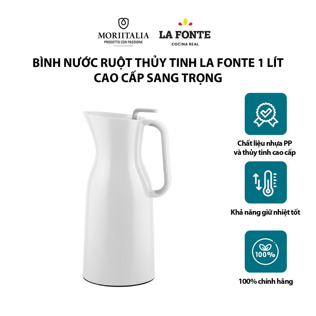 Bình nước ruột thủy tinh La Fonte màu trắng 1000ml cao cấp sang trọng 006767W