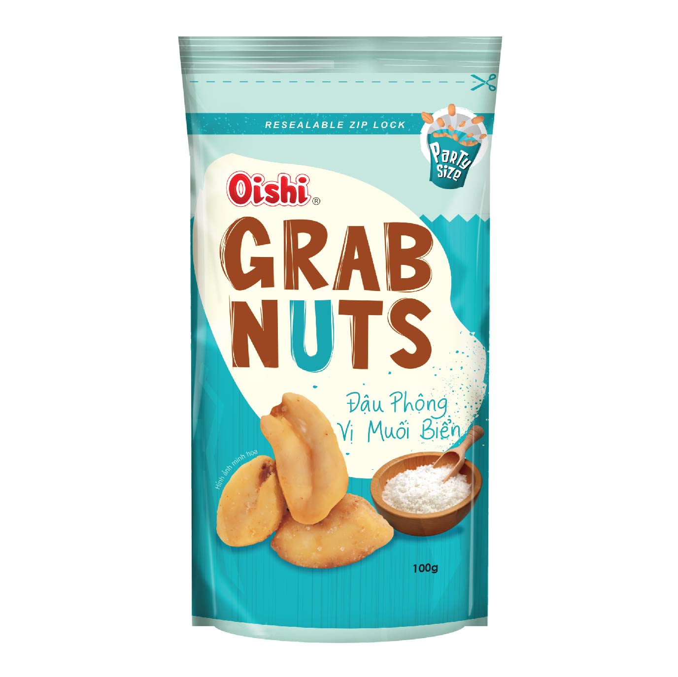 Combo 20 gói Oishi Đậu Phộng Vị Muối Biển Grab Nuts (100g/gói)