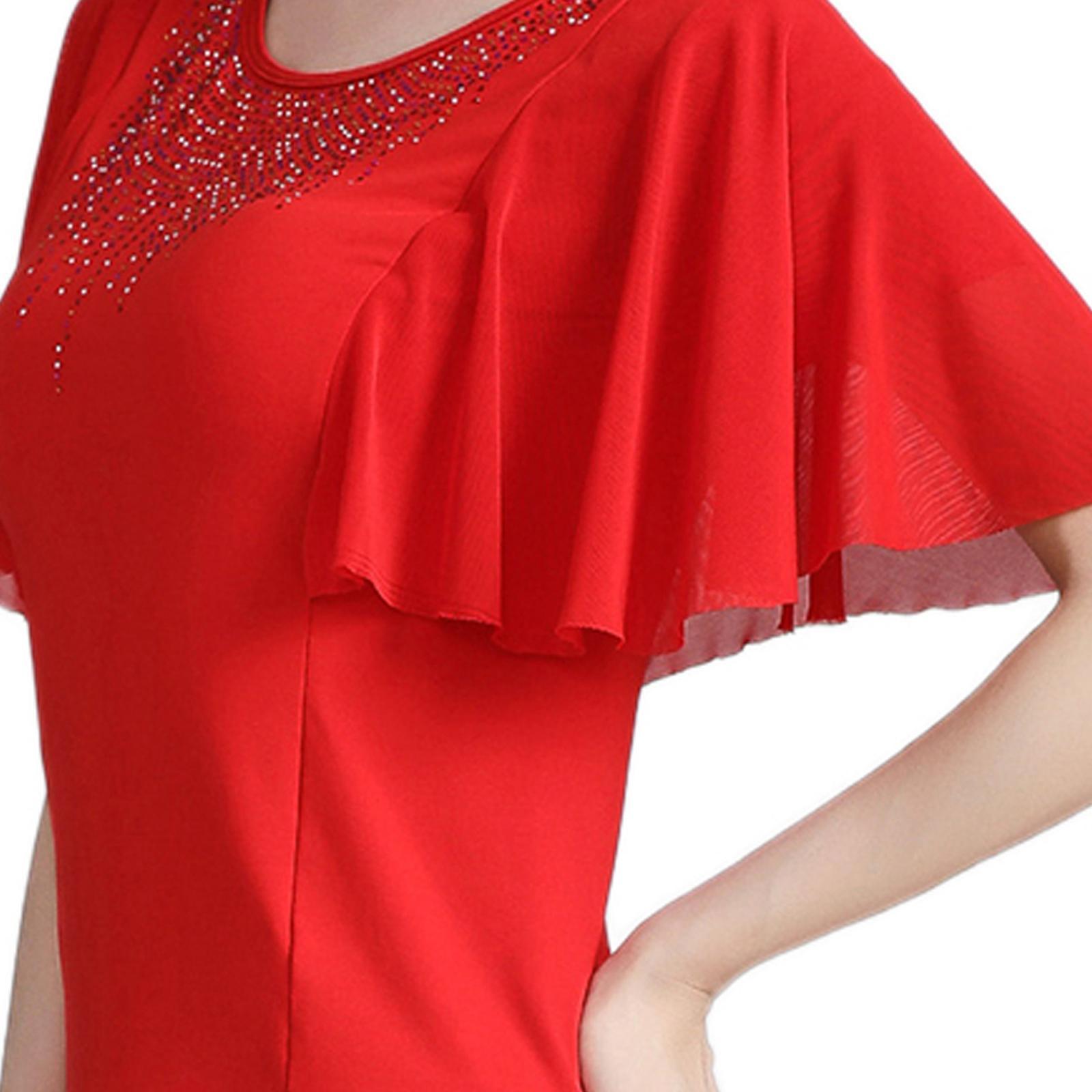 Elegant Women Dance Tops Bell Sleeves Short Sleeve Top Adults Practice Tops