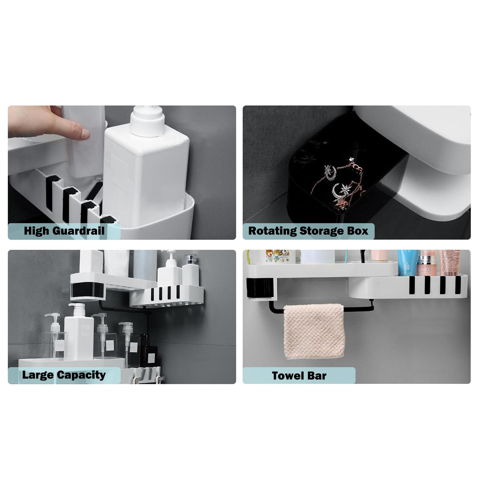 Bathroom Corner Shelf No Drilling Wall-mounted Storage Rack Holder Cabinets 2 Tier Bathtub Bath Shower Caddy Basket