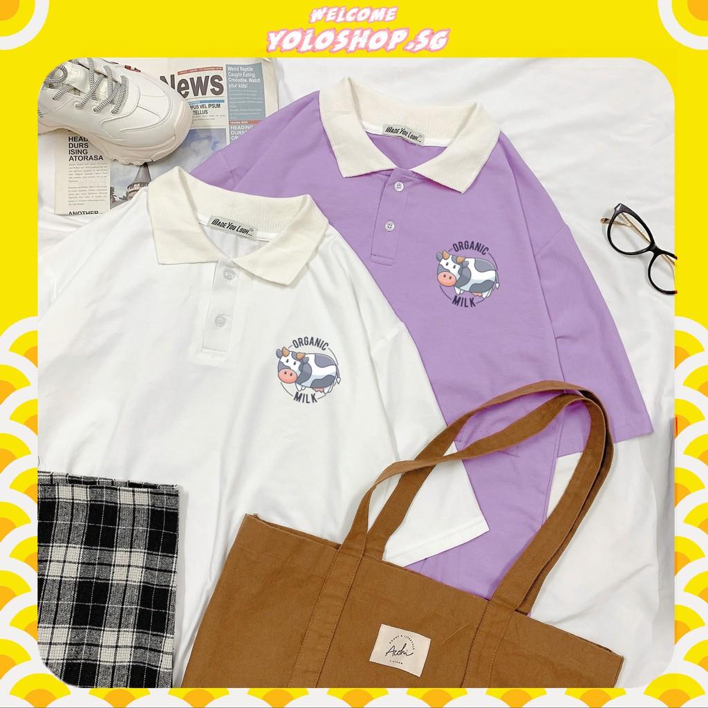Polo Áo Thun Tay Lỡ Unisex Bò Sữa ORGANTIC MILK