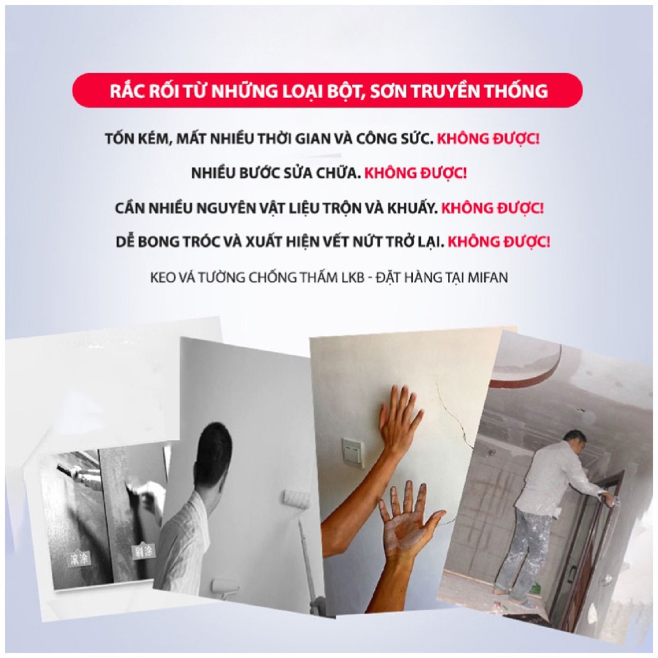 Keo vá tường chống thấm Vinetteam LKB 250gr trám trét vết nứt khe hở tường chống ẩm mốc làm sạch tường - hàng chính hãng