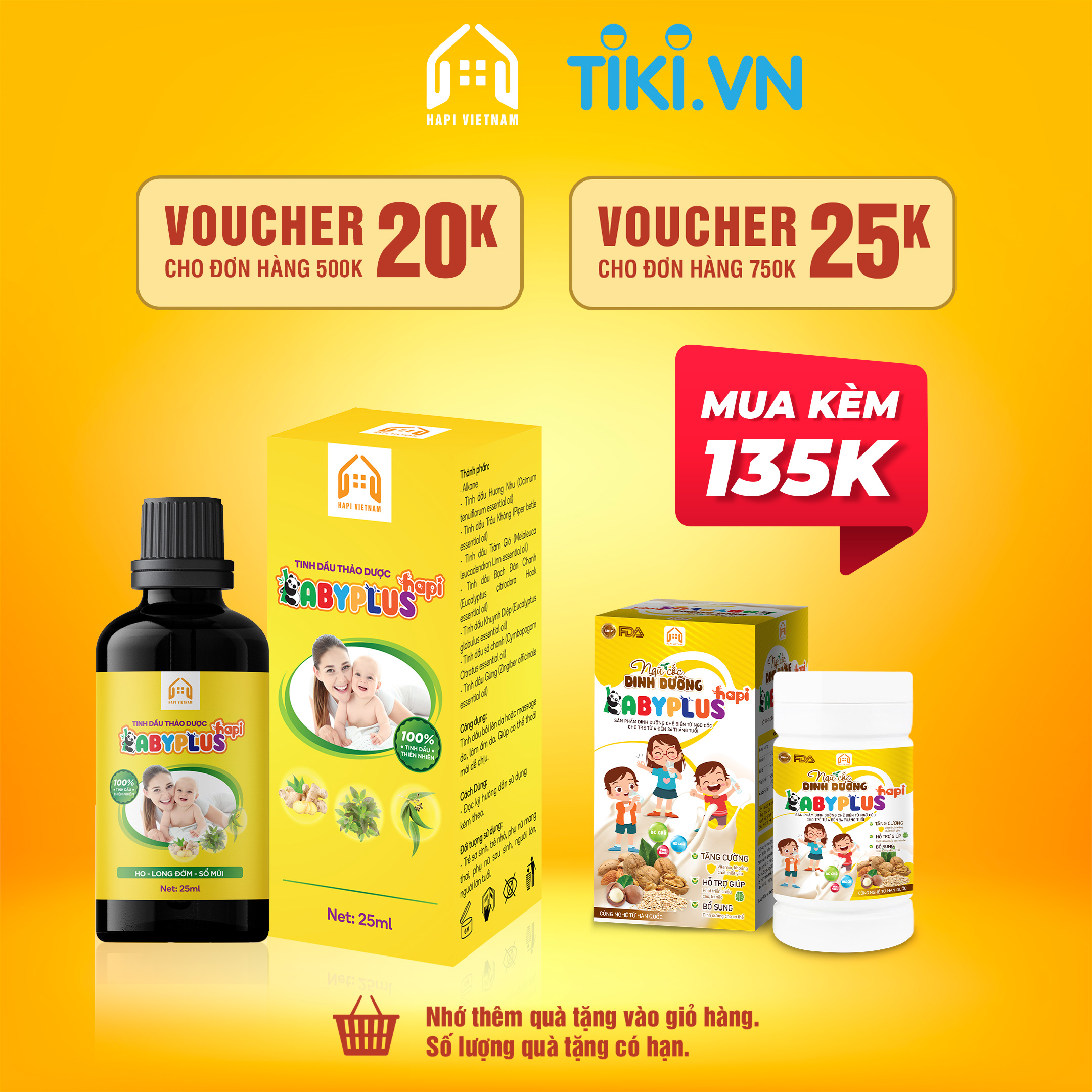 Tinh dầu thảo dược Babyplus Hapi - Giảm ho, giảm đờm, hỗ trợ viêm xoang