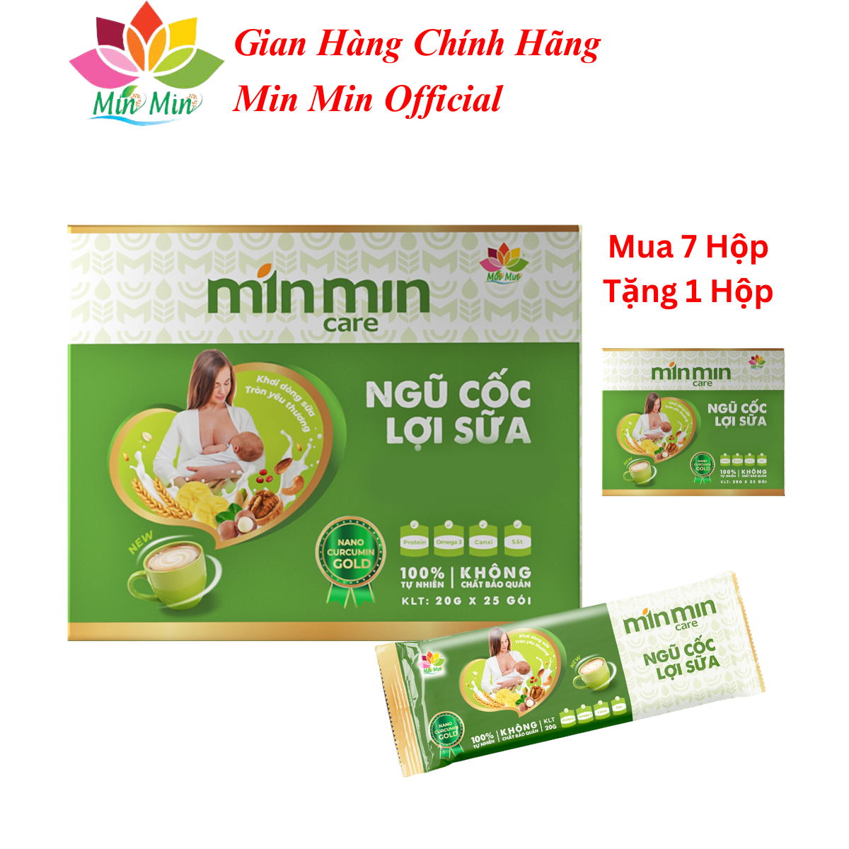 Ngũ Cốc Lợi Sữa Min Min Care (1 Hộp 500gr - 25 gói) Chuyên Lợi Sữa và Phục Hồi Sức Khỏe Sau Sinh