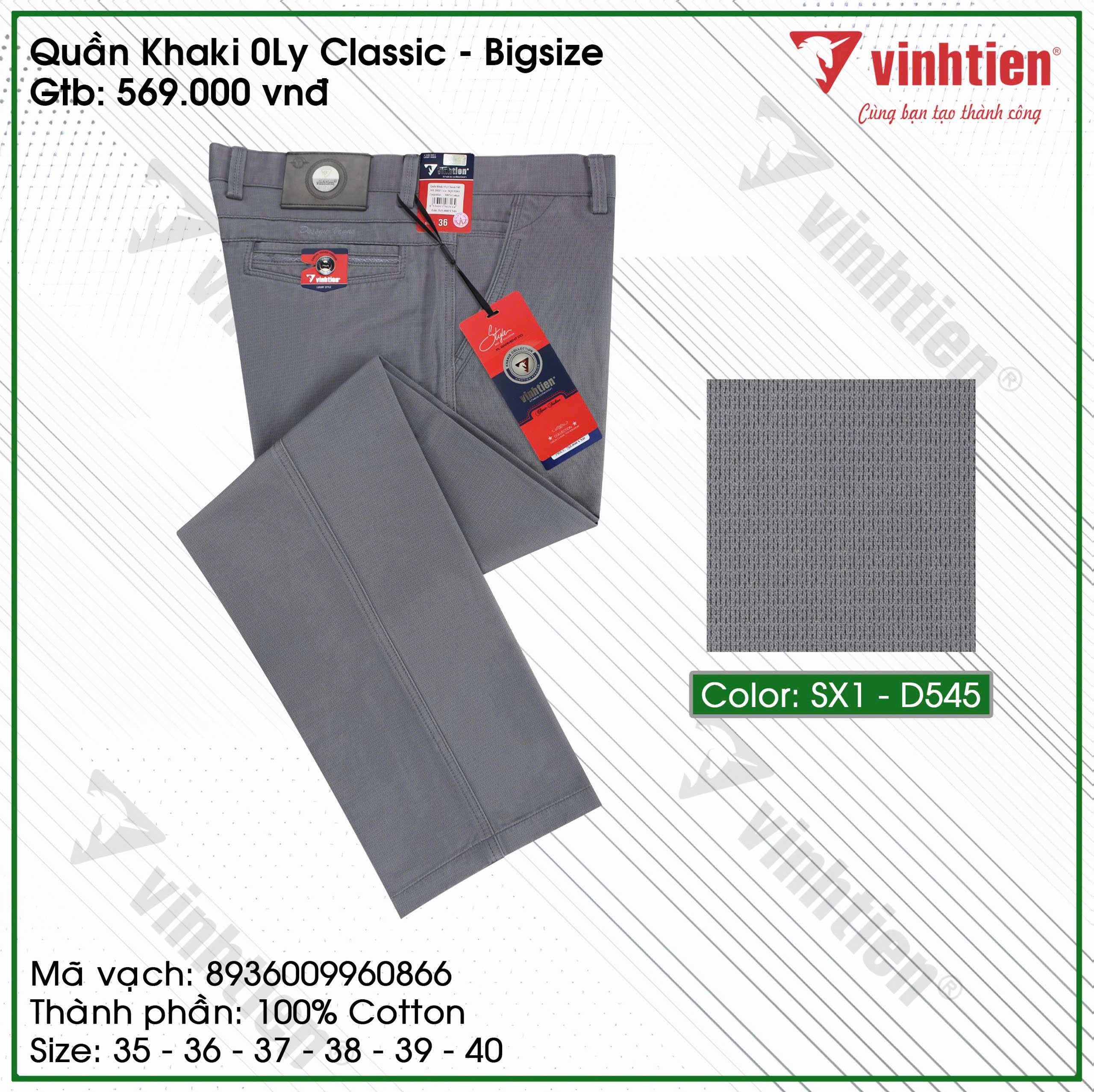 Quần KaKi Size Đại 0Ly Classic 569 Vĩnh Tiến - Nhiều Màu