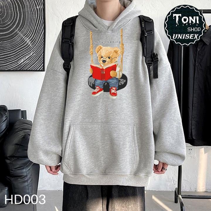 ÁO HOODIE NỈ BÔNG GẤU ĐU DÂY (HD4040 - Kèm Ảnh Thật)