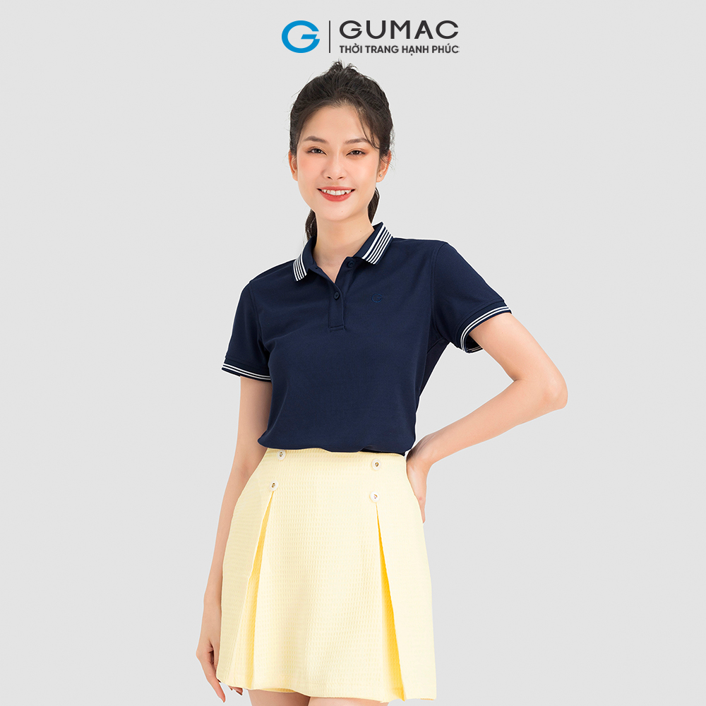 Áo polo nữ GUMAC ATC08002 bo sọc fit eo nhiều màu